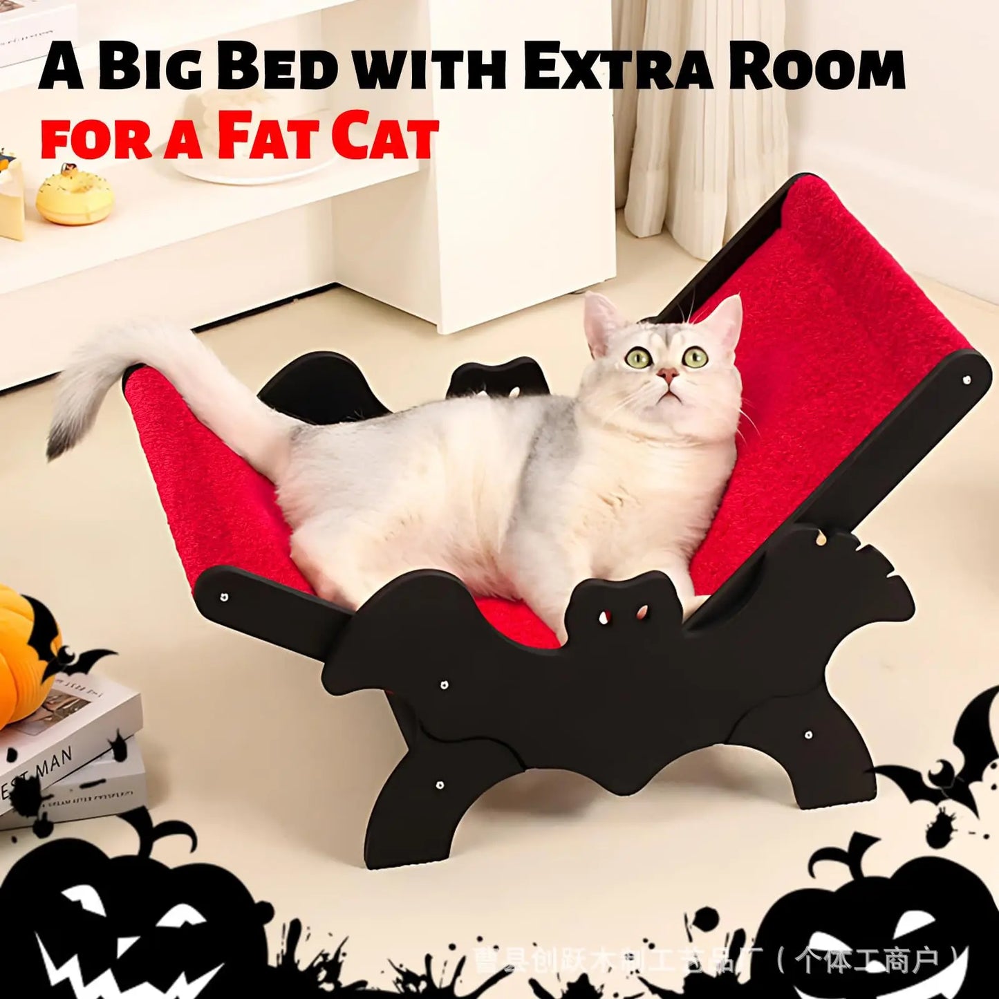 Cat recliner wholesale bat European and American Halloween black red four-season universal couch plus beach chair sofa cat nest