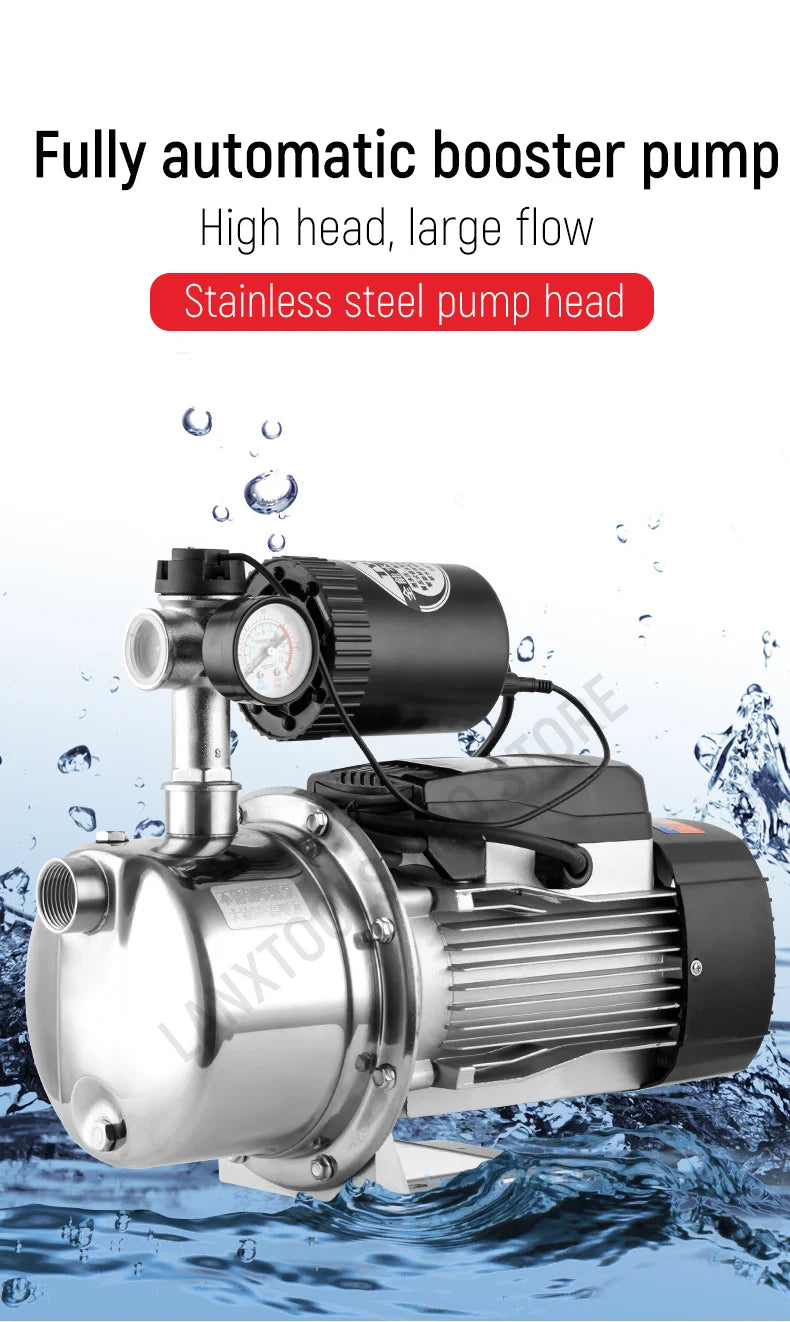 Household Fully Automatic Water Pump 370W-1500W Self-Priming Stainless Steel Silent Tap Booster Pump for Water Supply System