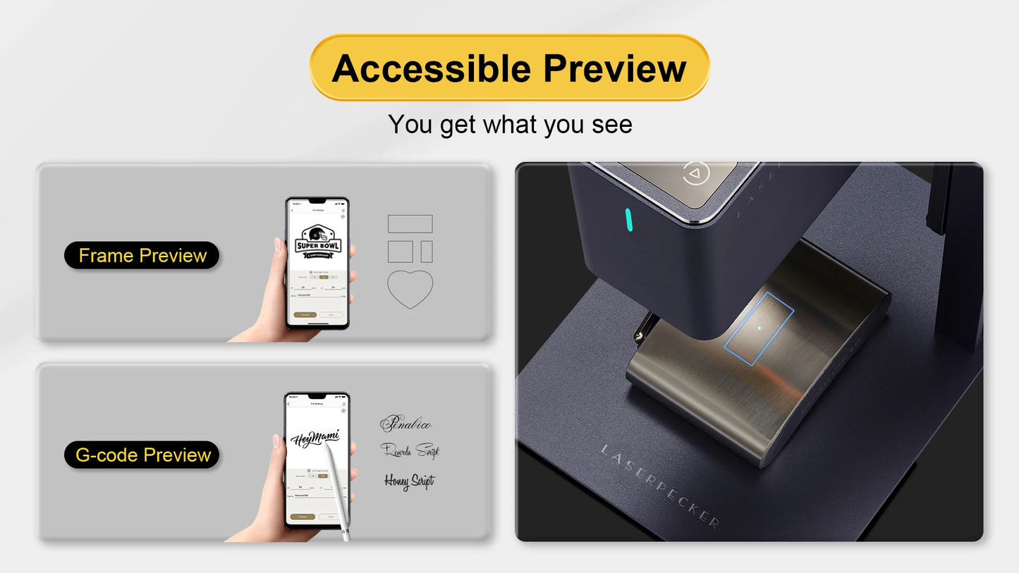 Laserpecker Laser Engraving Machine With 5W 2K Bluetooth 5.0 Mini Portable Engraver For Woodworking DIY Paper Leather LP2