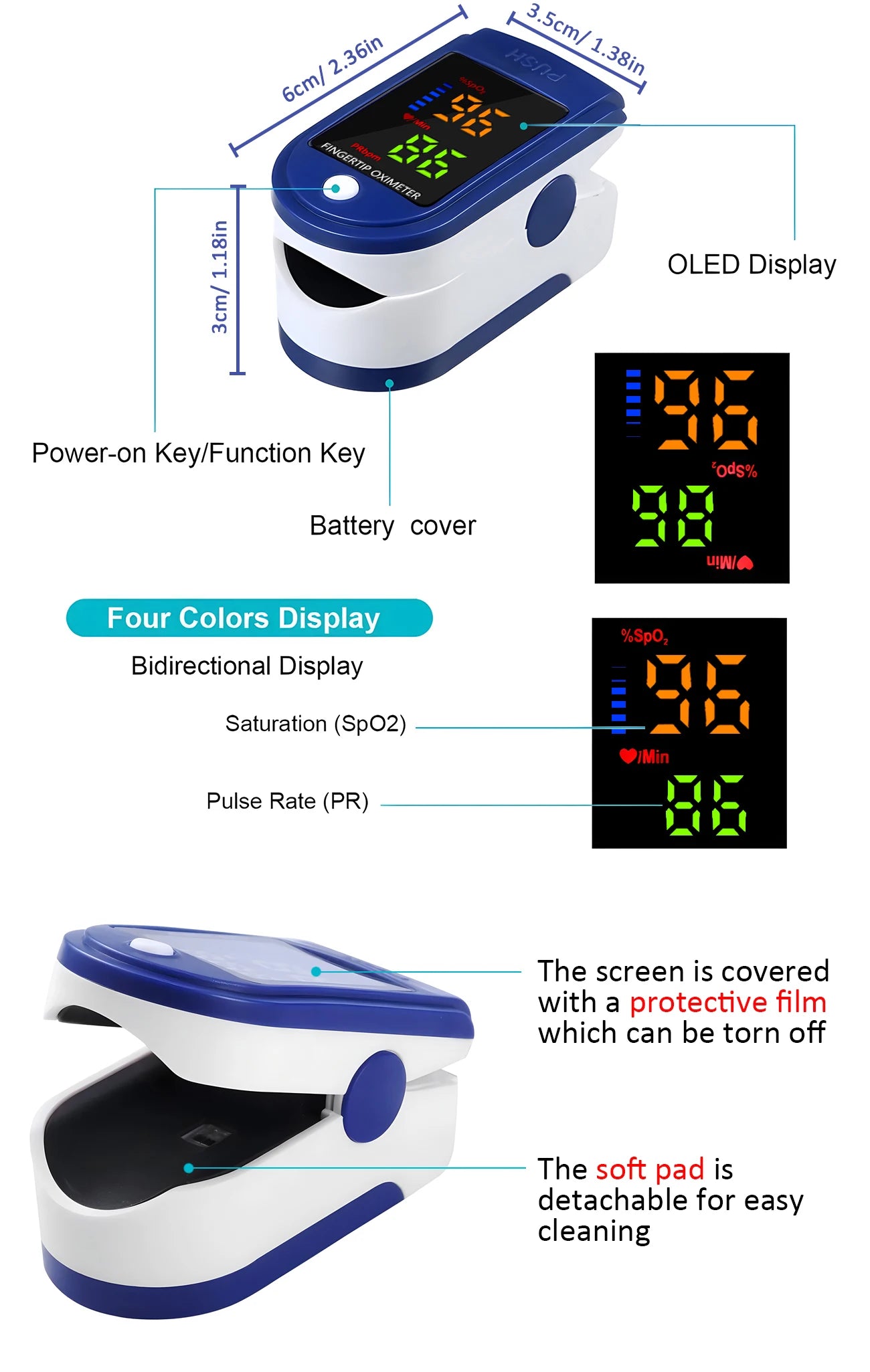 Non-Contact Body Temperature Tool Medical IR Fever Thermometer Digital Ear Thermometer or Mini Finger Pulse Oximeter Blood Oxyge