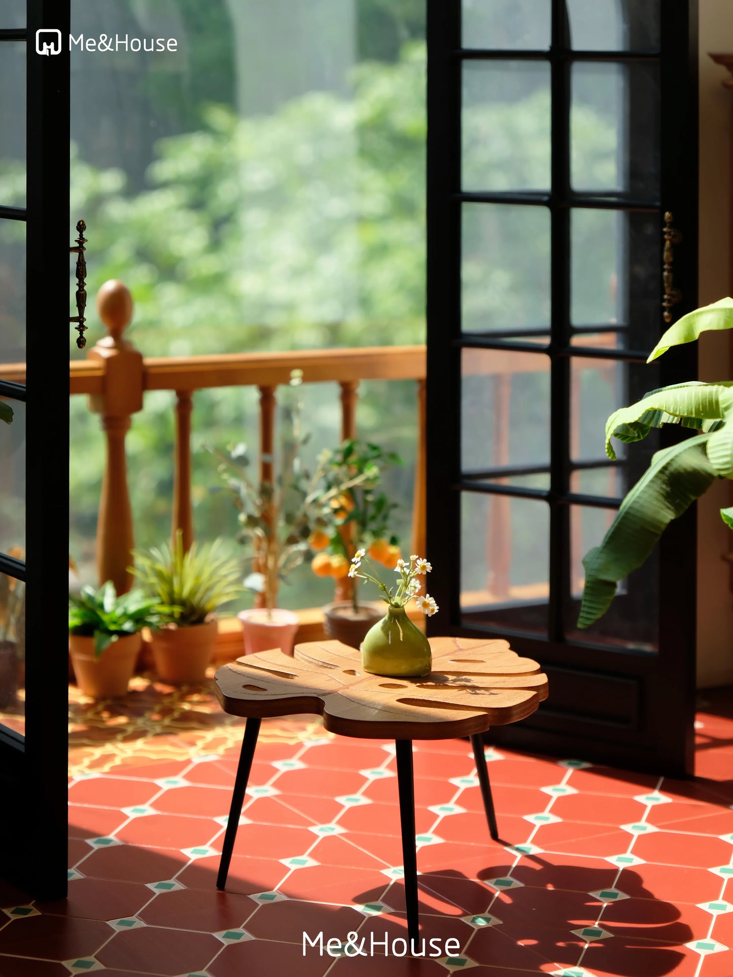 1:6 doll house dollhouse fence/railing(Comprises four fences, a 180-degree connecting rod and two 90-degree connecting rods.)