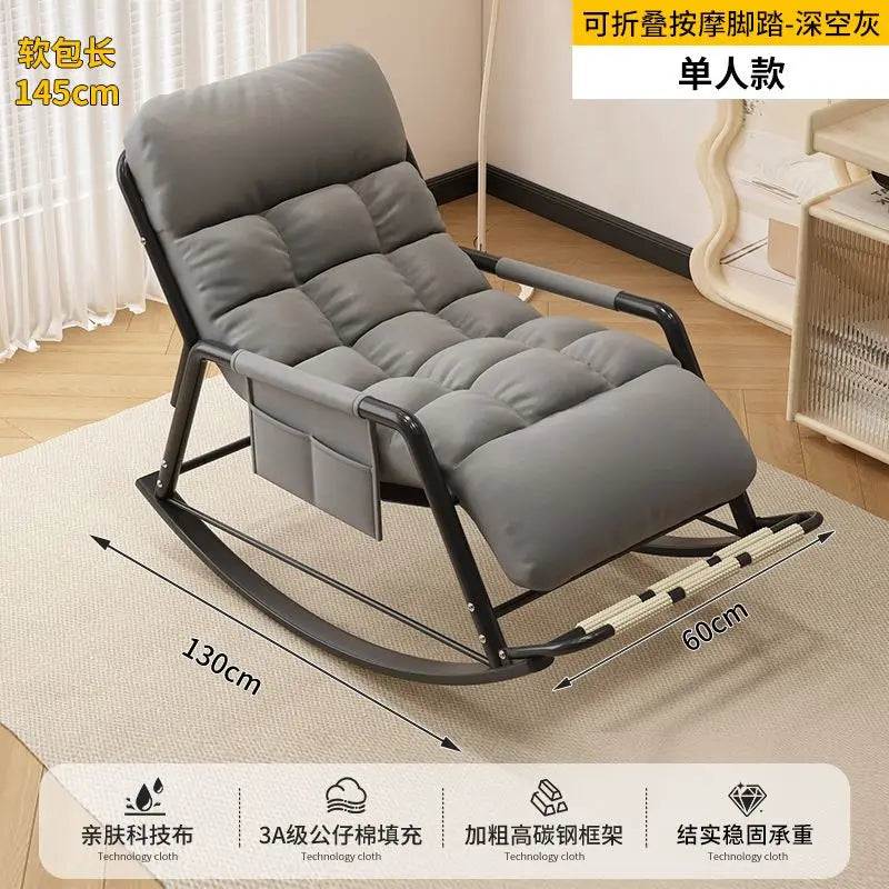 Recliner Rocking Chair Sitting and Sleeping Dual-purpose Lunch Break Chair Balcony Home Leisure Lazy Sofa Chair Ergonomic