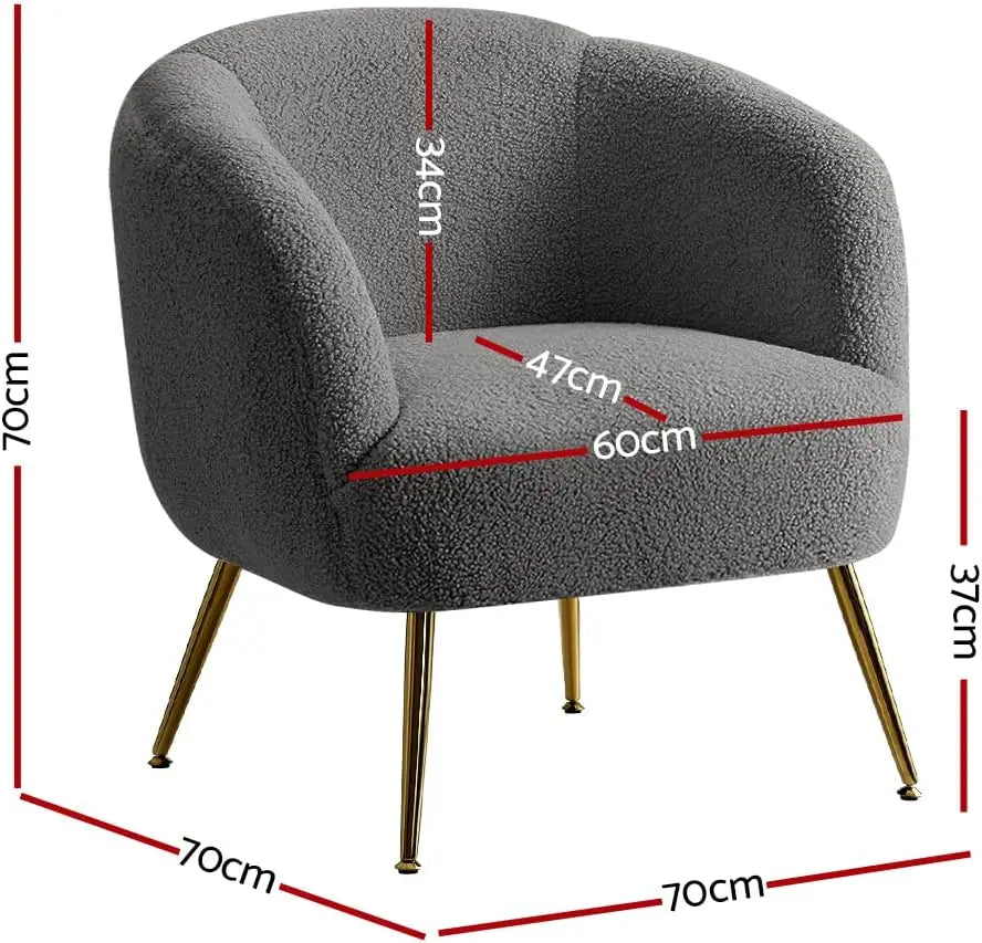 Armchair Sherpa Fabric Recliner Lounge Dining Chairs Sofa Nursing Occasional Seat Reading Seating Armchairs Home Living Room Bed