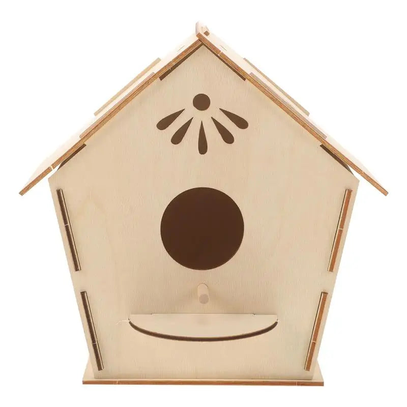 Diy Unfinished Wooden Bird House Kit For Handmade Painting Craft Toy Unpainted Wood Bird Nest Model Graffiti Play