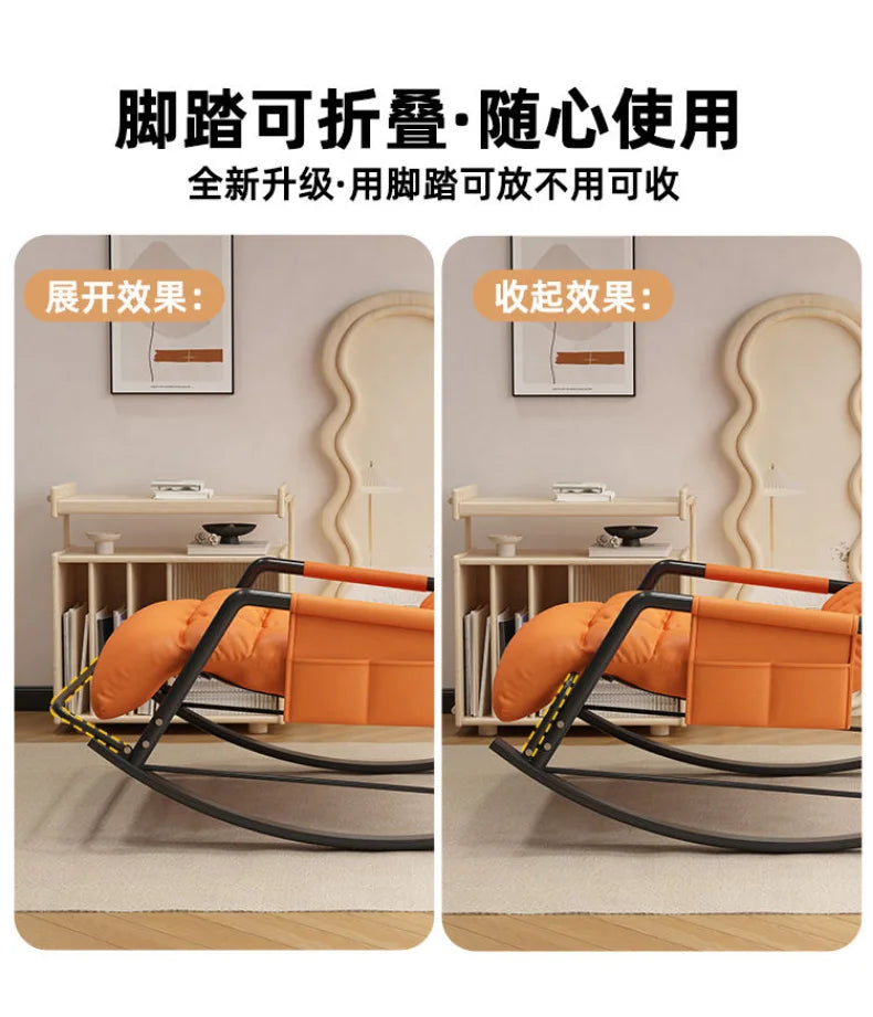 Recliner Rocking Chair Sitting and Sleeping Dual-purpose Lunch Break Chair Balcony Home Leisure Lazy Sofa Chair Ergonomic