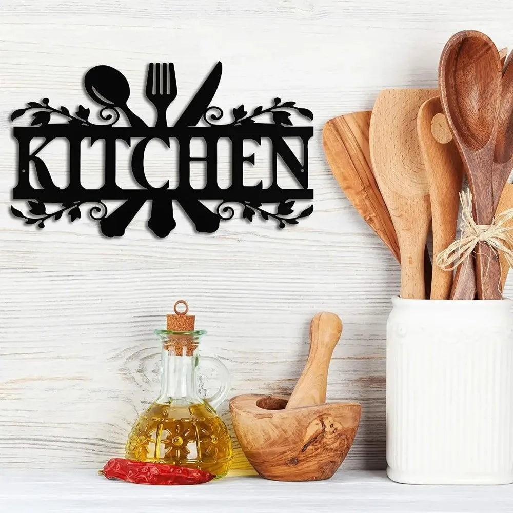Kitchen Metal Sign, Kitchen Signs Wall Rustic Metal Kitchen Decor,Wall decoration, Wall Sticker,Artwork, Iron Art Silhouette