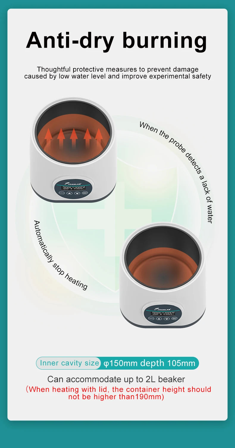JOANLAB Water Bath Laboratory Constant Temperature Digital Display Room temperature -100℃ Anti-dry Burning Function 2L 110/220V