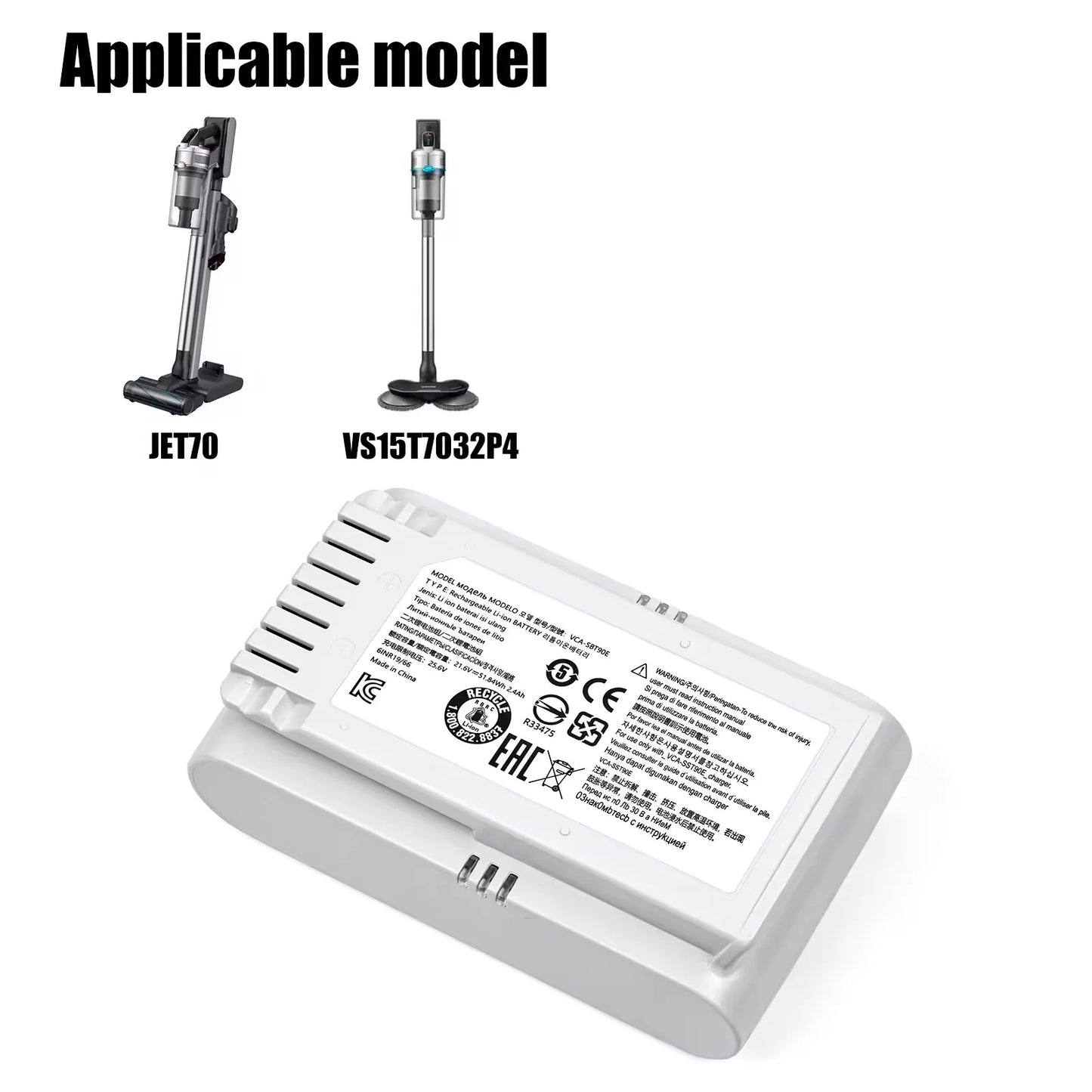 New Battery 21.6V 5000mAh for samsung jet 70 VS15T7032P4 VCA-SBT90E Vacuum Cleaner Batteries