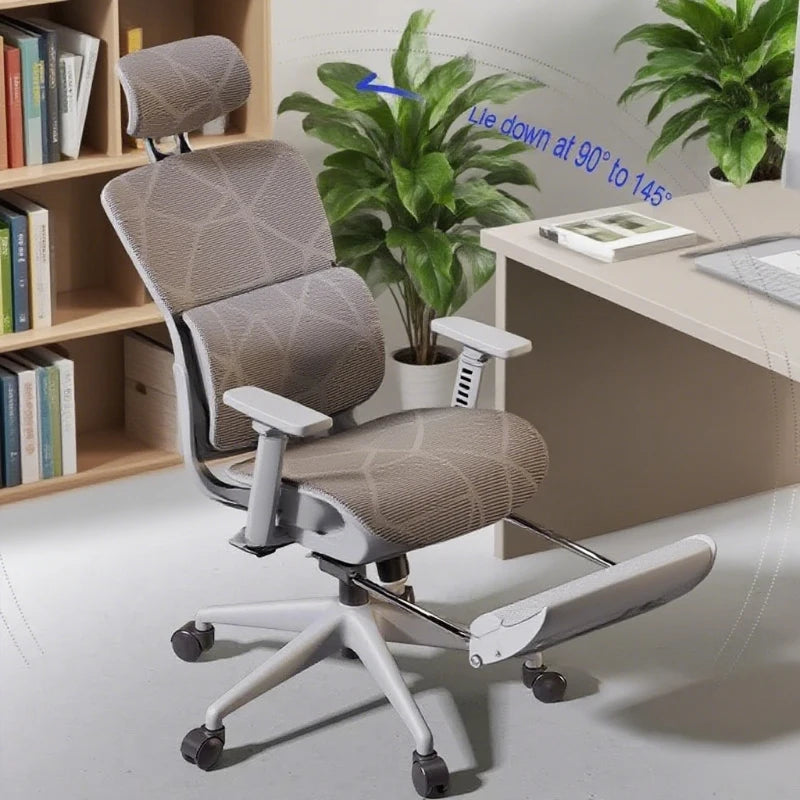 Ergonomic Office Chair Reclining Lumbar Support Headrest Adjustable Armrests Footrest Bureaustoel Home Office Gaming Room