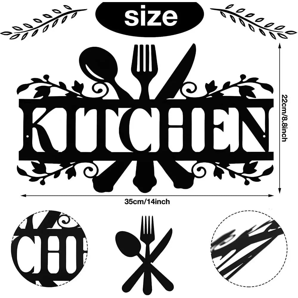 Kitchen Metal Sign, Kitchen Signs Wall Rustic Metal Kitchen Decor,Wall decoration, Wall Sticker,Artwork, Iron Art Silhouette