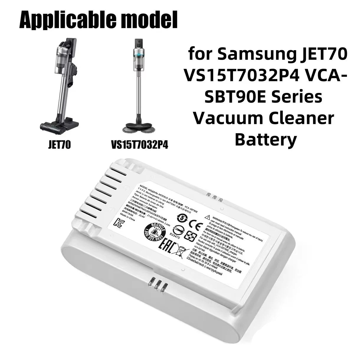 New Battery 21.6V 5000mAh for samsung jet 70 VS15T7032P4 VCA-SBT90E Vacuum Cleaner Batteries