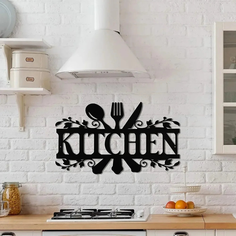 Kitchen Metal Sign, Kitchen Signs Wall Rustic Metal Kitchen Decor,Wall decoration, Wall Sticker,Artwork, Iron Art Silhouette