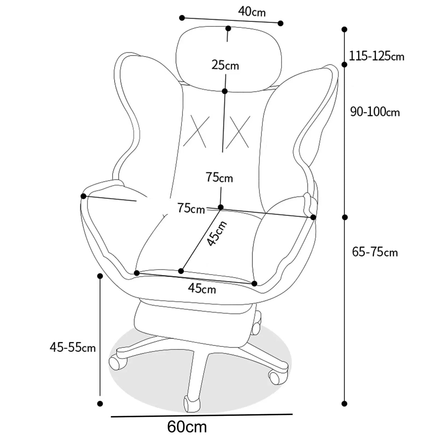 Bedroom Teen Girl Tech Fabric Computer Chair Thickened Reclining Swivel with Headrest and Footrest for Bedroom/Office/Hosting