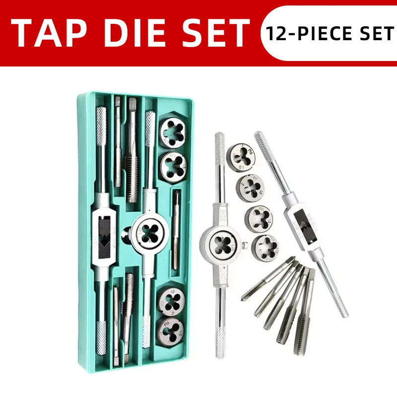 Multi-specification 8/12/20Pcs multifunction Metric Hand Tap and Die Set M3-M12 Screw Thread Plugs Straight Taper Reamer Tools