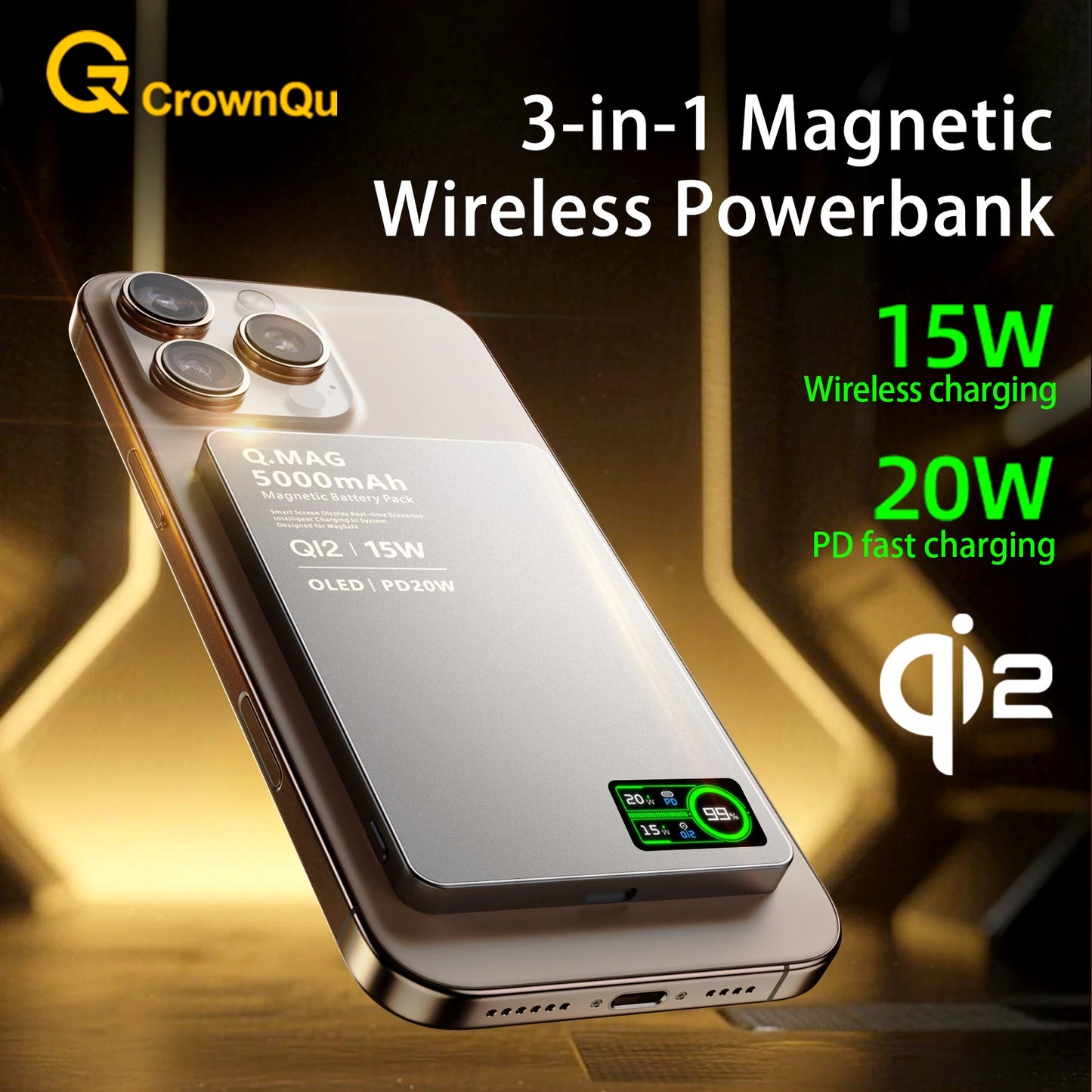 10000mAh Magnetic 3 in 1 Wireless Power Bank 20W USB C Fast Charging External Battery for iPhone 17 16 15 14 Airpods Apple Watch