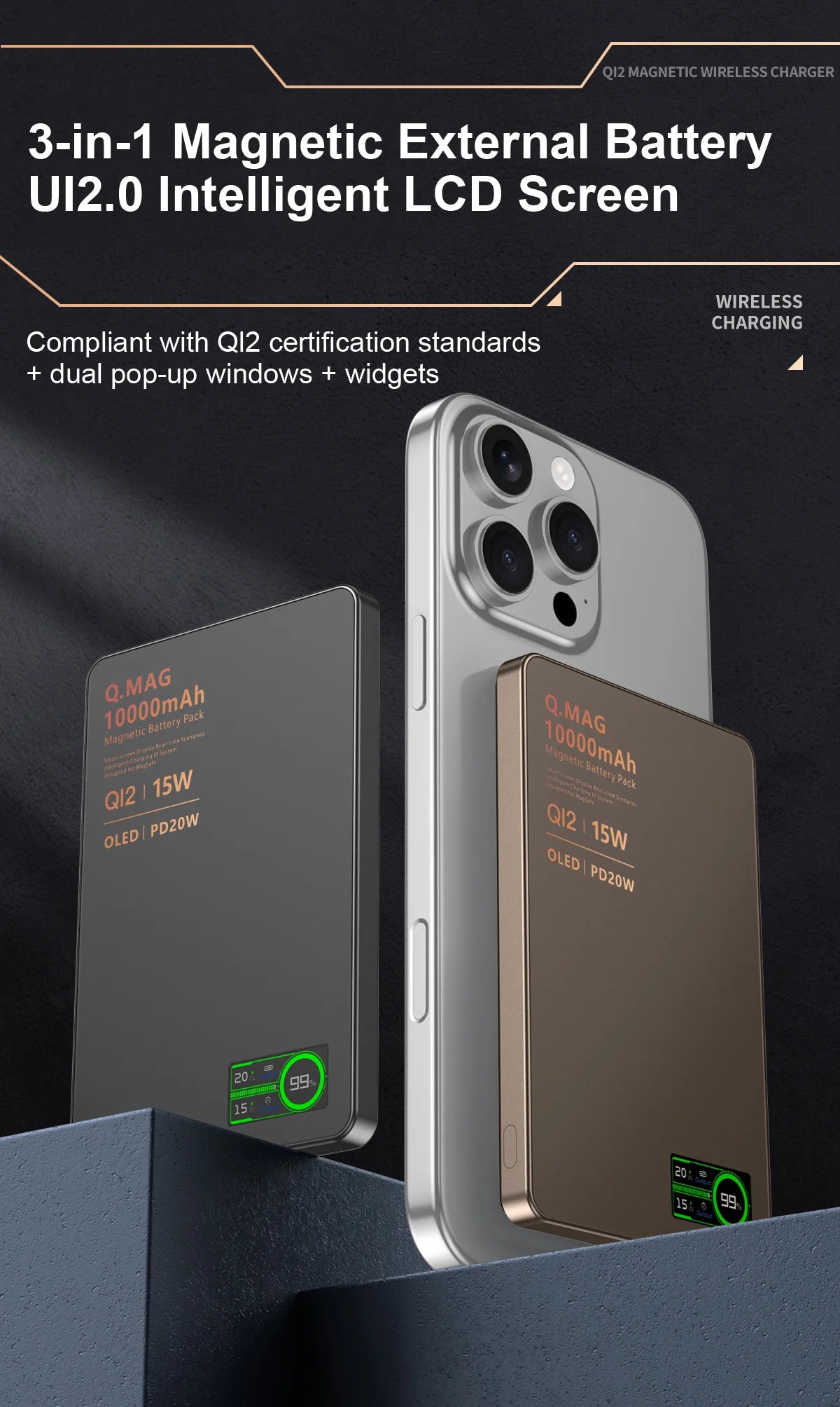 10000mAh Magnetic 3 in 1 Wireless Power Bank 20W USB C Fast Charging External Battery for iPhone 17 16 15 14 Airpods Apple Watch