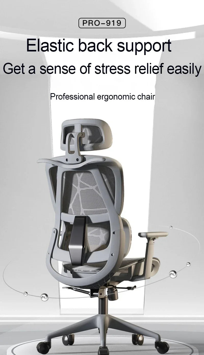 Ergonomic Office Chair Reclining Lumbar Support Headrest Adjustable Armrests Footrest Bureaustoel Home Office Gaming Room