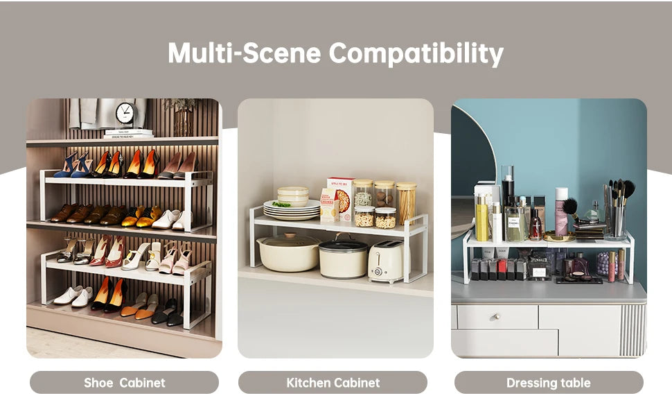 Kitchen Storage Rack under the Sink Cabinet Layered Rack Countertop Desktop Retractable Cabinet Dish Storage Rack Home