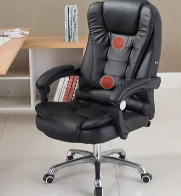 Metal Frame Office Chair with Footrest Ergonomic Lifting Swivel Base Brown Leather Recliner Sofa Seating