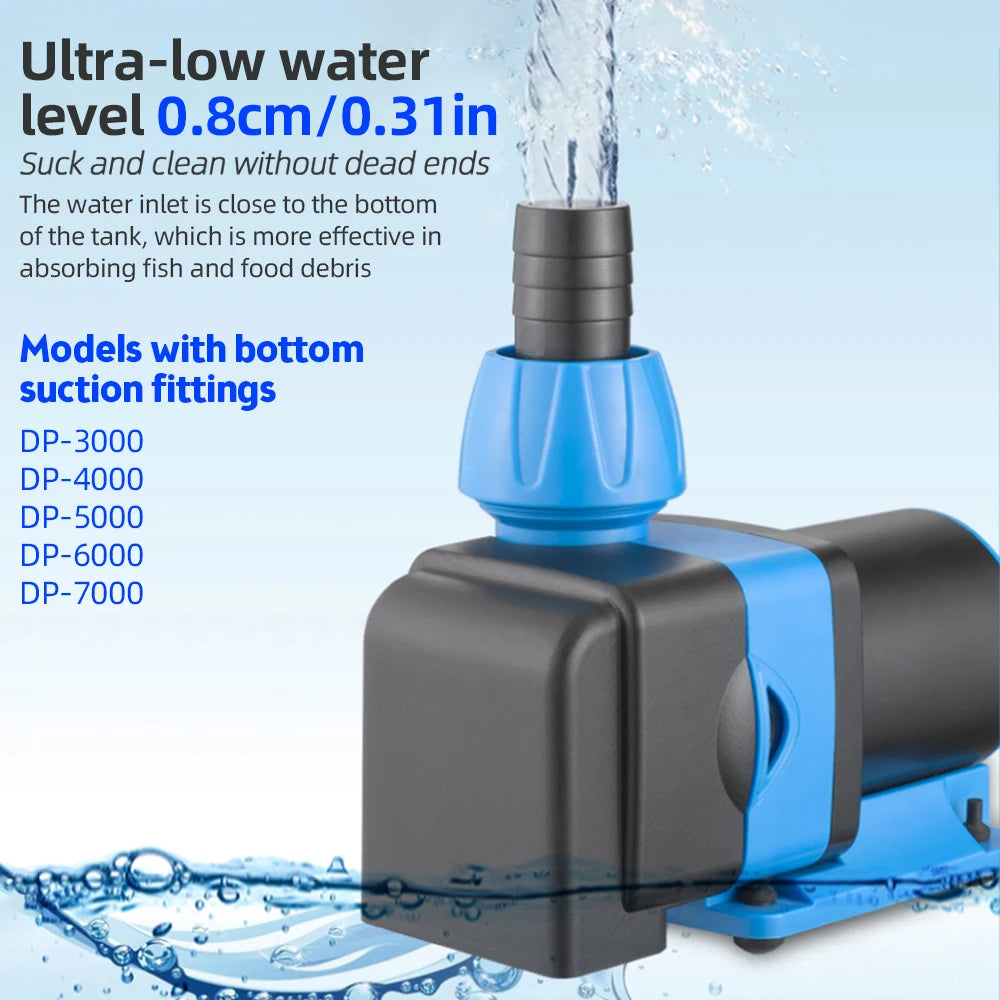 8000L/H Submersible Water Pump - Variable Frequency Water Pump Sine Wave Technology Ultra Quiet DC Pump Suit for Pond Fountain