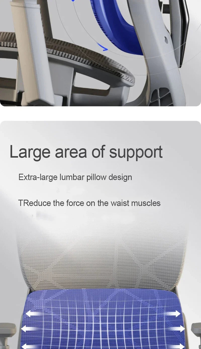 Ergonomic Office Chair Reclining Lumbar Support Headrest Adjustable Armrests Footrest Bureaustoel Home Office Gaming Room