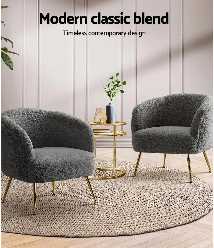 Armchair Sherpa Fabric Recliner Lounge Dining Chairs Sofa Nursing Occasional Seat Reading Seating Armchairs Home Living Room Bed