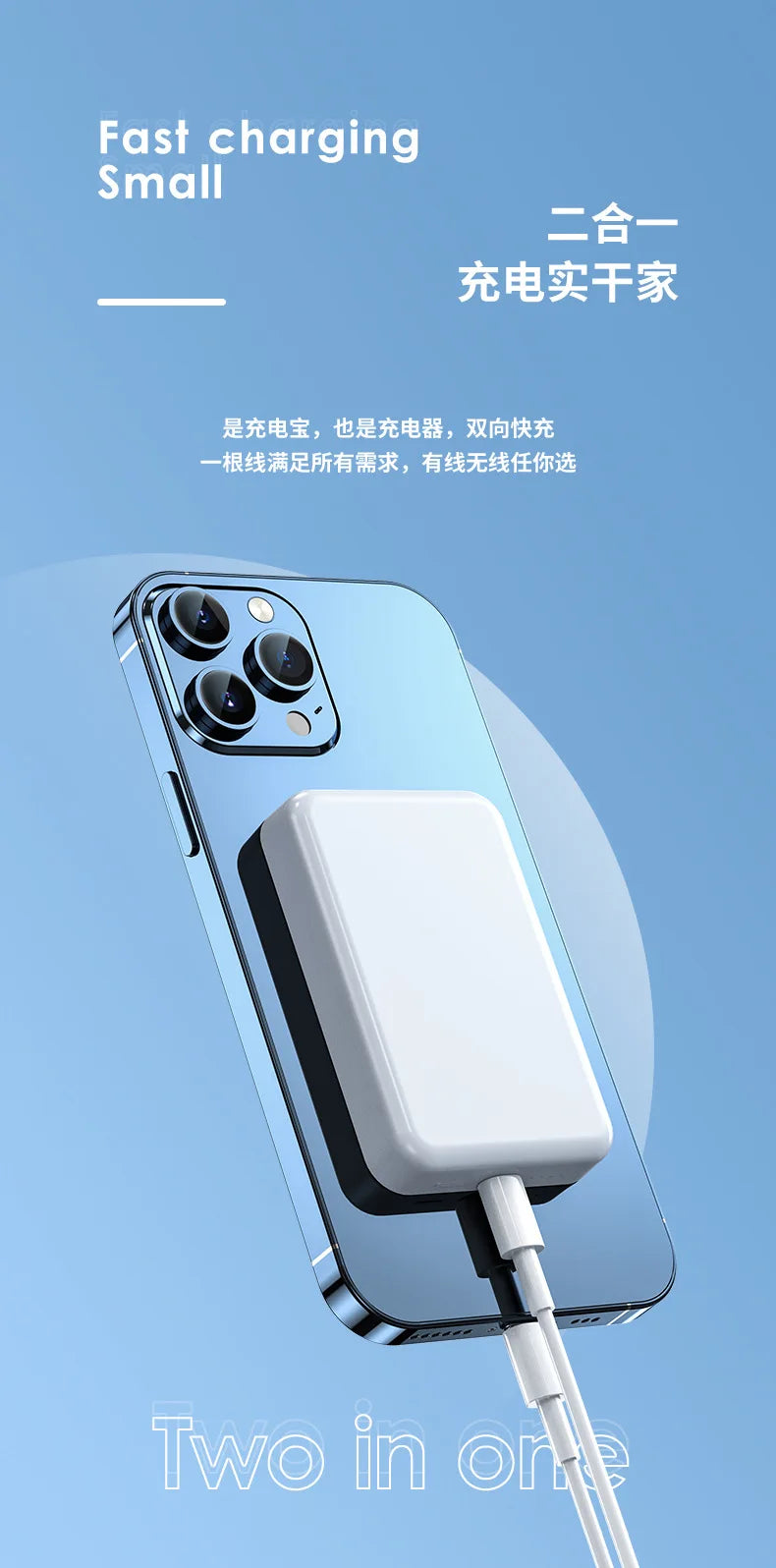 Magsafe PowerBank 10000mAh Spare battery Portable Charger Mobile External Battery Fast charging For iPhone 16 15