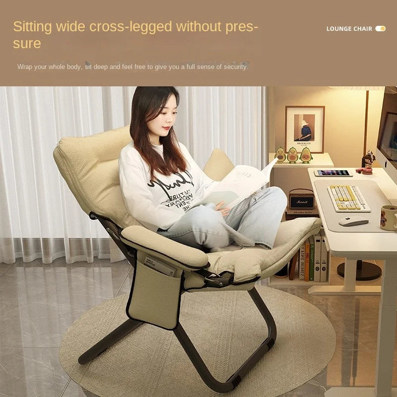 OMGD Folding Recliner Student Dormitory Computer Chair Home Bedroom Lazy Person Small Sofa Balcony Single Leisure Chair