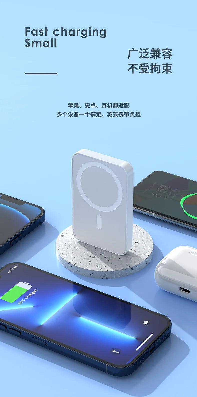Magsafe PowerBank 10000mAh Spare battery Portable Charger Mobile External Battery Fast charging For iPhone 16 15