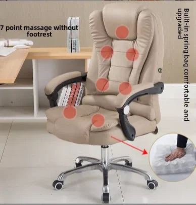 Metal Frame Office Chair with Footrest Ergonomic Lifting Swivel Base Brown Leather Recliner Sofa Seating