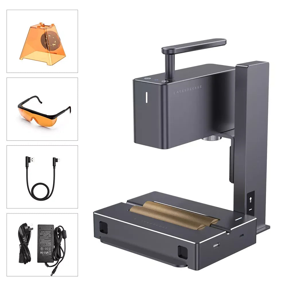 Laserpecker Laser Engraving Machine With 5W 2K Bluetooth 5.0 Mini Portable Engraver For Woodworking DIY Paper Leather LP2