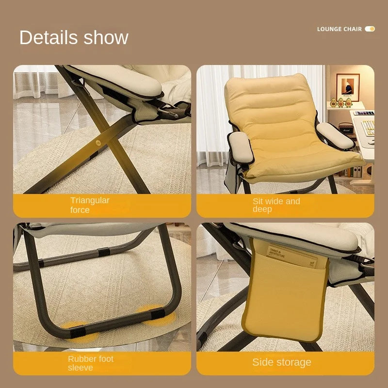 OMGD Folding Recliner Student Dormitory Computer Chair Home Bedroom Lazy Person Small Sofa Balcony Single Leisure Chair