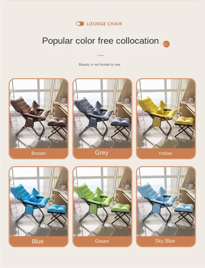 OMGD Folding Recliner Student Dormitory Computer Chair Home Bedroom Lazy Person Small Sofa Balcony Single Leisure Chair