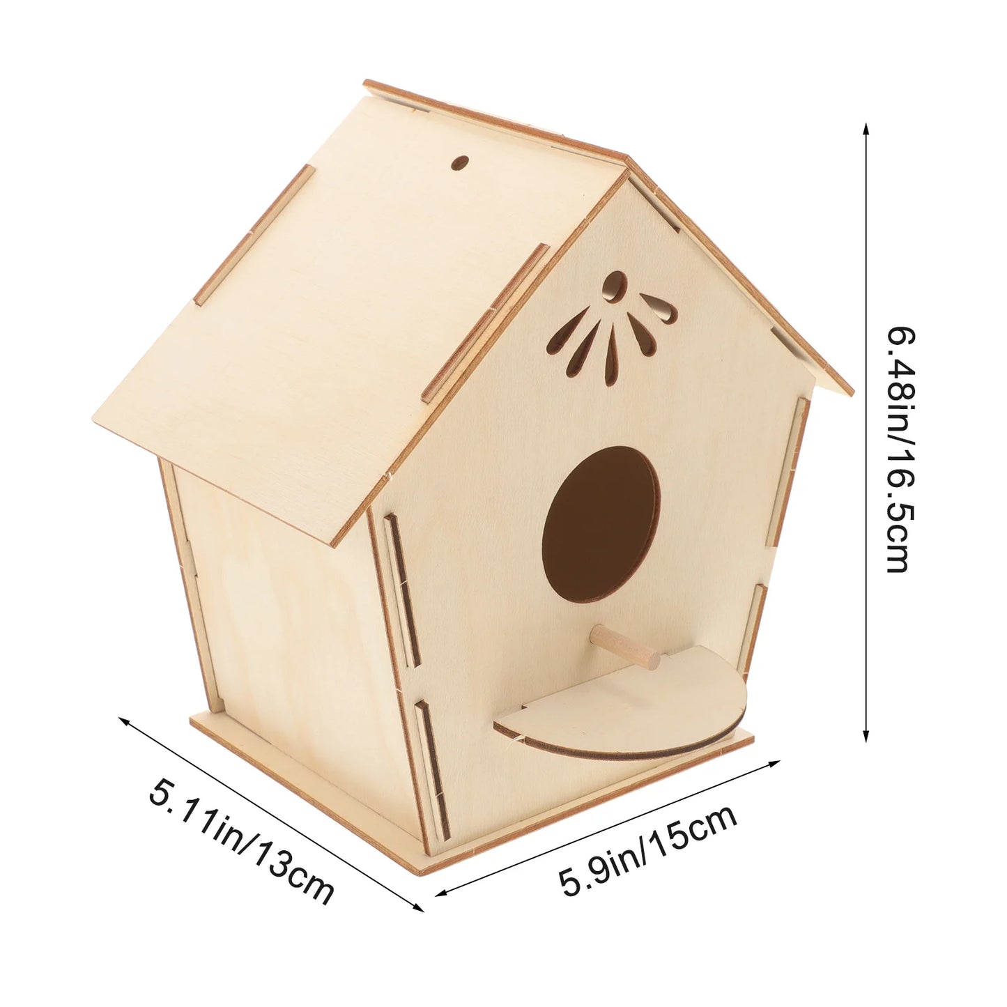 Diy Unfinished Wooden Bird House Kit For Handmade Painting Craft Toy Unpainted Wood Bird Nest Model Graffiti Play