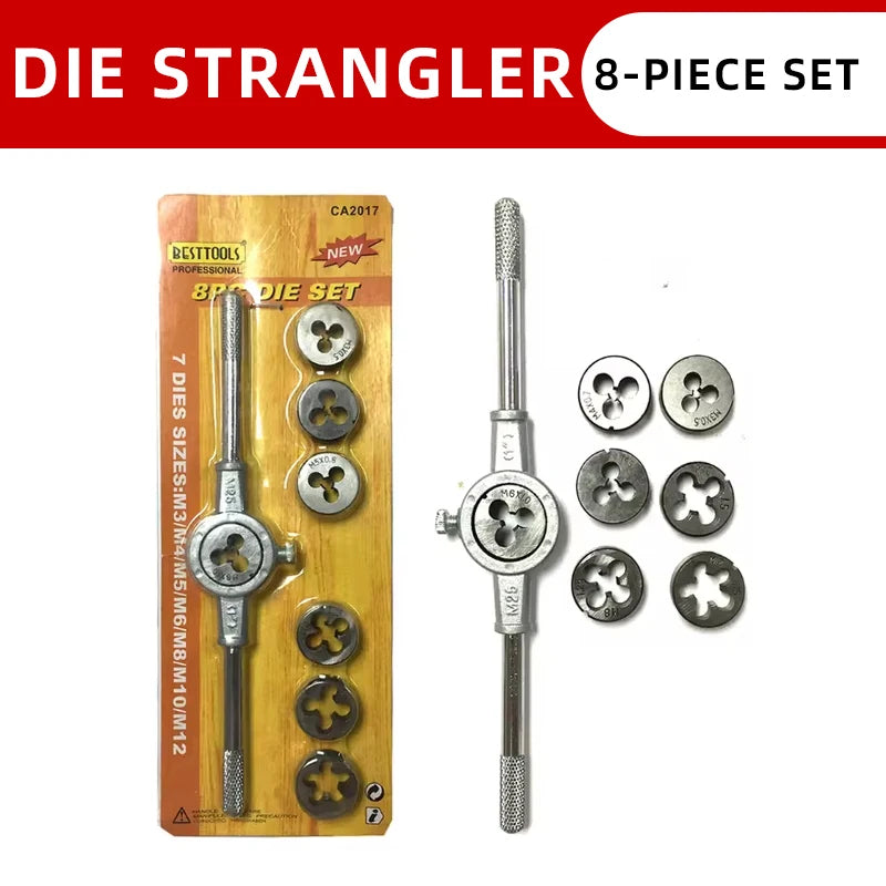 Multi-specification 8/12/20Pcs multifunction Metric Hand Tap and Die Set M3-M12 Screw Thread Plugs Straight Taper Reamer Tools