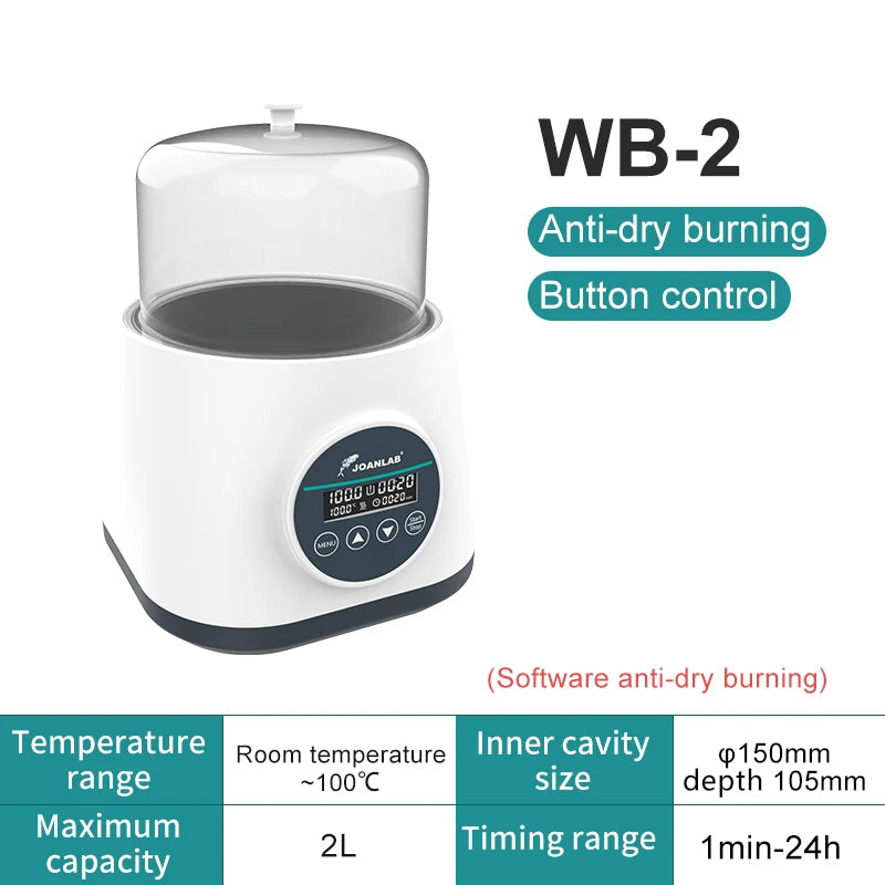 JOANLAB Water Bath Laboratory Constant Temperature Digital Display Room temperature -100℃ Anti-dry Burning Function 2L 110/220V