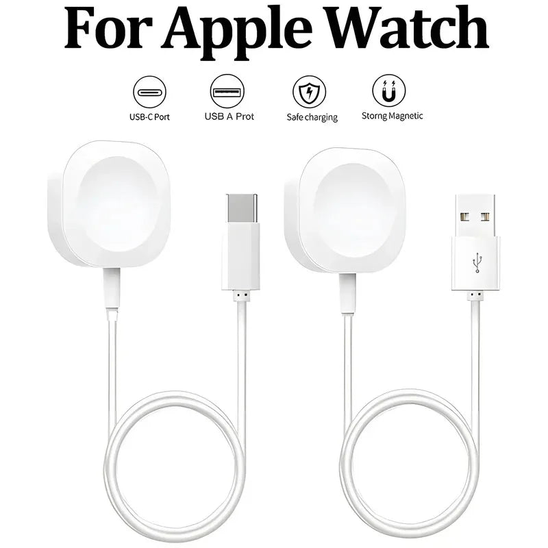 2025 Magnetic Wireless USB A Fast Charger for Apple Watch Ultra Series 9 8 7 6 SE Type C Cable Charging for iWatch Series 5 3 2