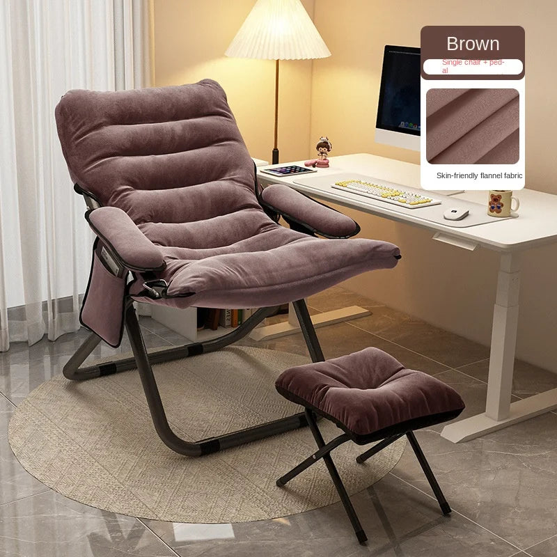 OMGD Folding Recliner Student Dormitory Computer Chair Home Bedroom Lazy Person Small Sofa Balcony Single Leisure Chair