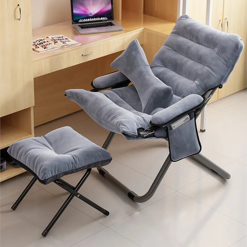 OMGD Folding Recliner Student Dormitory Computer Chair Home Bedroom Lazy Person Small Sofa Balcony Single Leisure Chair