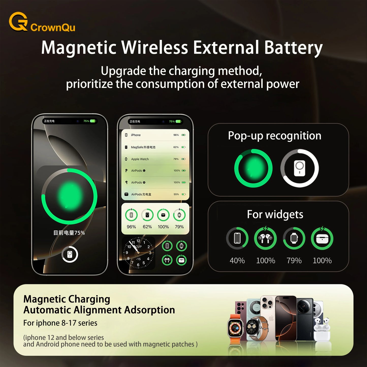 10000mAh Magnetic 3 in 1 Wireless Power Bank 20W USB C Fast Charging External Battery for iPhone 17 16 15 14 Airpods Apple Watch