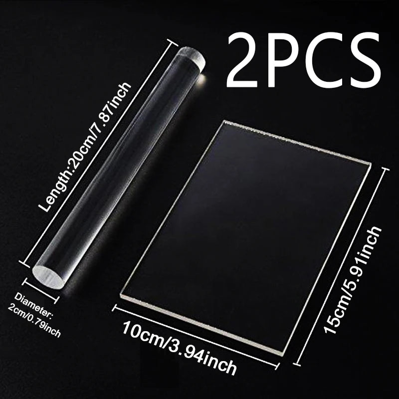 2PCS Acrylic Clay Tool Mud Press Stick Tool DIY Modelling Clay Tools Pottery porcelain clay cutters roller crafting tools TYGJ5