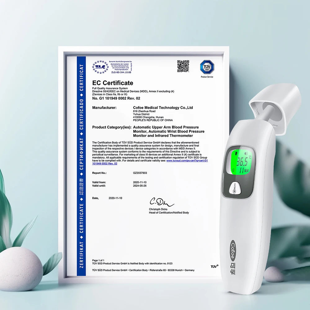 Cofoe 2 in 1 Digital Forehead & Ear Thermometer Non-Contact Medical Thermometer Baby/Adult ±0.1℃ Temperature precise Measure