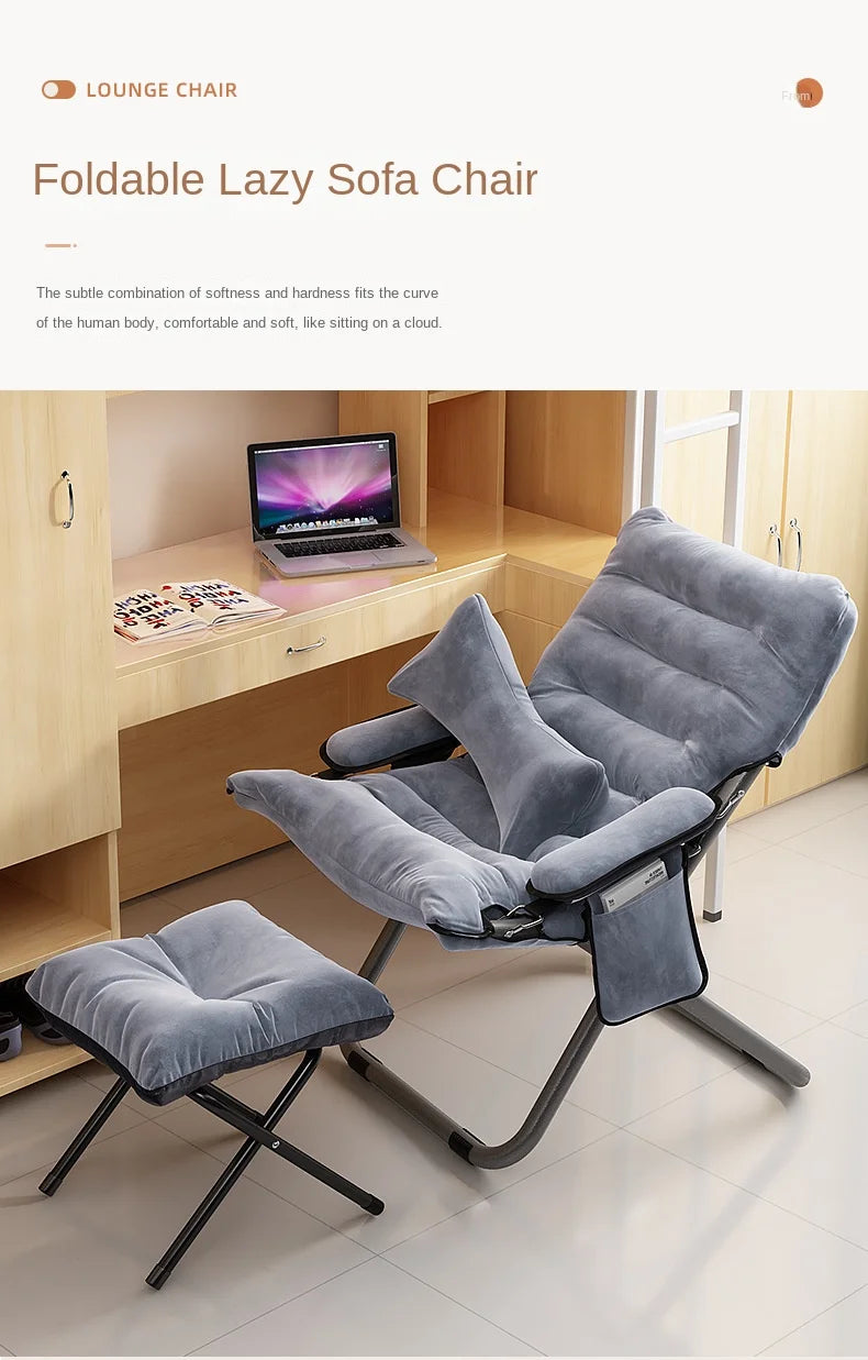 OMGD Folding Recliner Student Dormitory Computer Chair Home Bedroom Lazy Person Small Sofa Balcony Single Leisure Chair