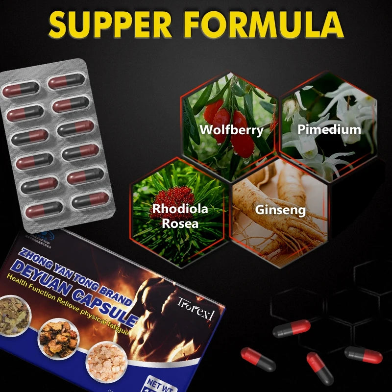 Epimedium Capsule Male Enhancing Supplement 100% Pure Non-GMo Supports Reproductive Health Natural Energizer Long Lasting