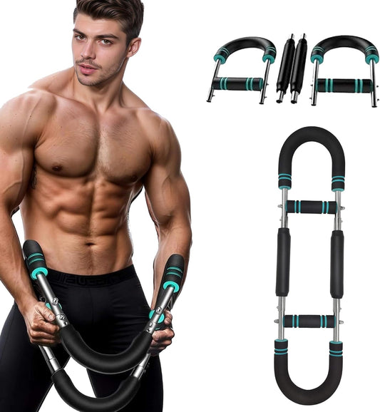 Kicttule Power Twister Arm Trainer for Men, Portable 40-100lb Adjustable Chest Workout Equipment, Arm Strength Exerciser Power Bar, Chest Clip Muscle