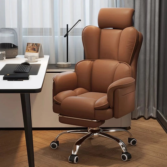 Boss Chair Office Rest Adjustable Recliner Office Chair Comfortable Sedentary Ergonomic Chair Latex Pads Steel Feet PU Leather