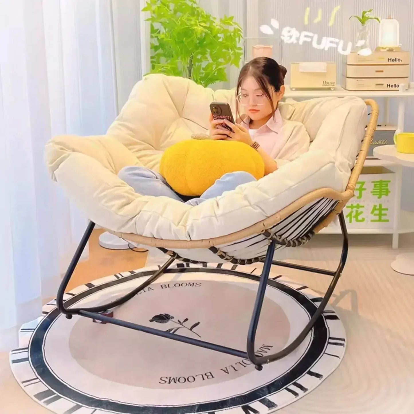 Rocking chair recliner adult balcony home leisure lazy sofa living room single sofa Internet celebrity rocking chair