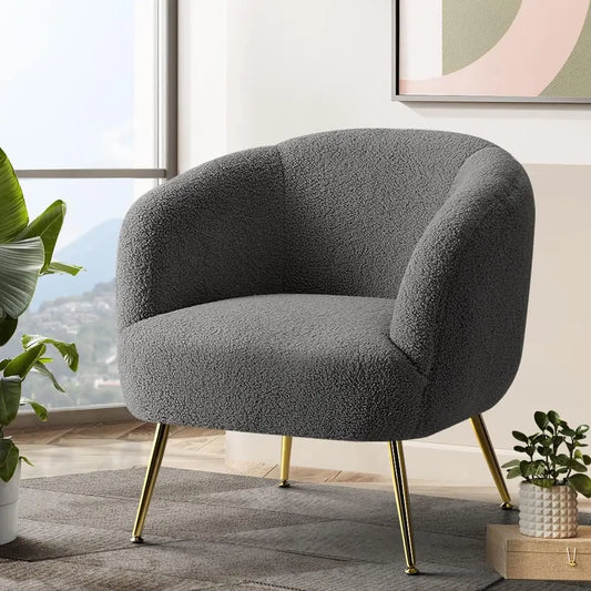 Armchair Sherpa Fabric Recliner Lounge Dining Chairs Sofa Nursing Occasional Seat Reading Seating Armchairs Home Living Room Bed