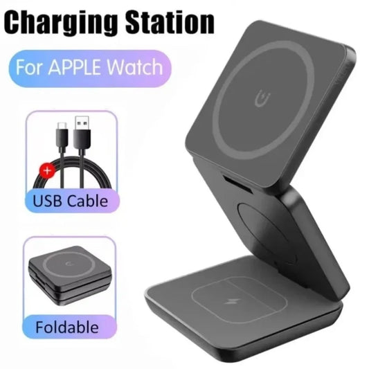100W Foldable Magnetic Station 3 in 1 Fast Wireless Charger Stand For Magsafe iPhone 16 15 14 13 12 Pro Max iWatch 8 7 6 Airpods
