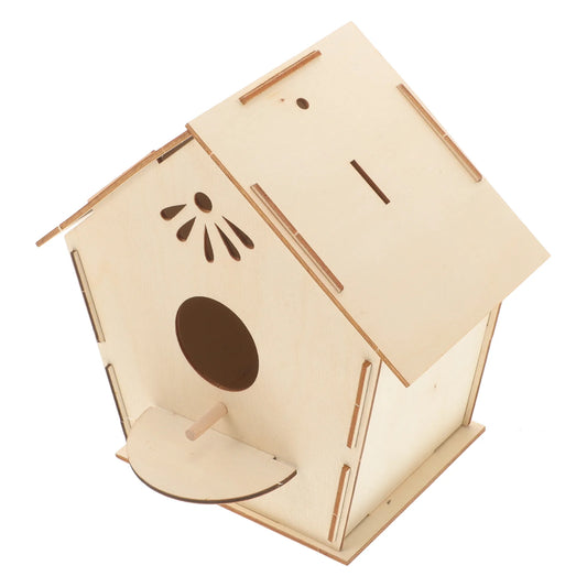 Diy Unfinished Wooden Bird House Kit For Handmade Painting Craft Toy Unpainted Wood Bird Nest Model Graffiti Play